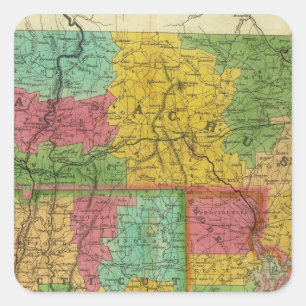 Adesivo Quadrado Mapa de Massachusetts e de Connecticut