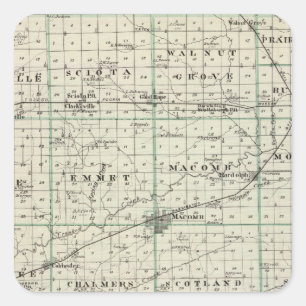 Adesivo Quadrado Mapa de McDonough County, Rushville