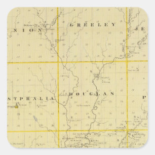 Adesivo Quadrado Mapa de Monona County, estado de Iowa