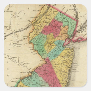 Adesivo Quadrado Mapa de New-jersey