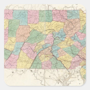 Adesivo Quadrado Mapa de New-jersey e de Pensilvânia