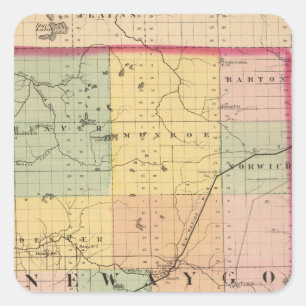 Adesivo Quadrado Mapa de Newaygo County, Michigan