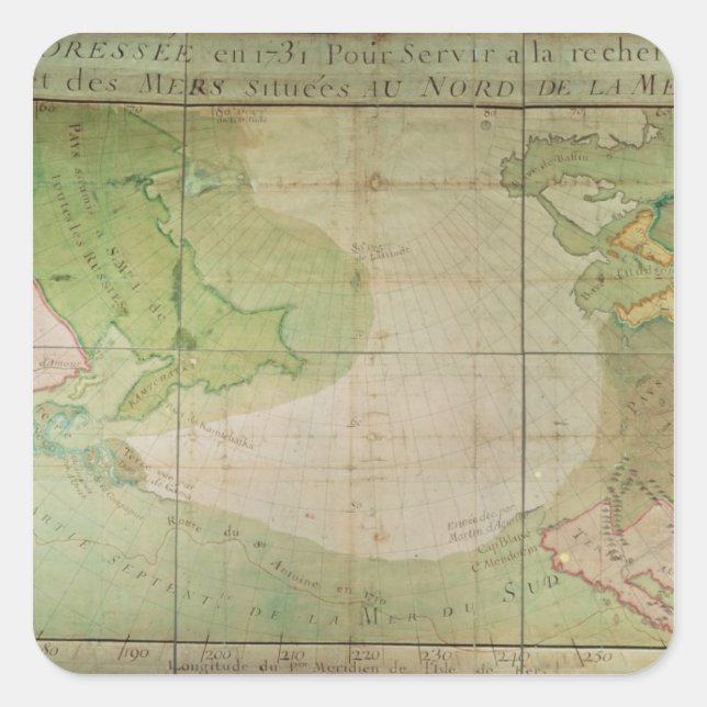 Adesivo Quadrado Mapa de novas descobertas (Frente)