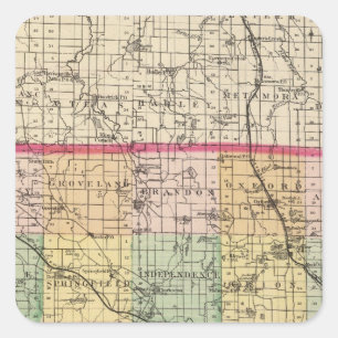 Adesivo Quadrado Mapa de Oakland County, Michigan