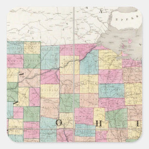 Adesivo Quadrado Mapa de Ohio e de Indiana