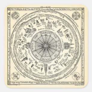 Adesivo Quadrado Mapa de Oxford na Biblioteca Bodleian