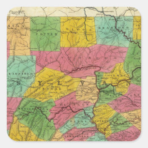 Adesivo Quadrado Mapa de Pensilvânia, de New-jersey, e de Delaware
