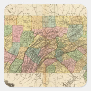 Adesivo Quadrado Mapa de Pensilvânia e de New-jersey