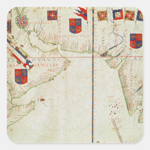 Adesivo Quadrado Mapa de Persia, de Arábia e de India