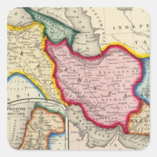 Adesivo Quadrado Mapa de Persia, Turquia em Ásia Afeganistão