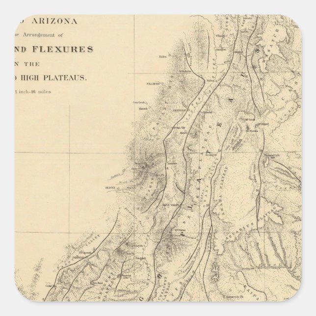Adesivo Quadrado Mapa de porções de Utah (Frente)