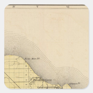 Adesivo Quadrado Mapa de Presque Isle County, Michigan
