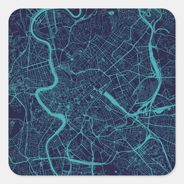 Adesivo Quadrado Mapa de Roma (Frente)