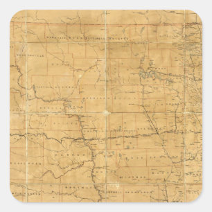 Adesivo Quadrado Mapa de rotas de posto do Território de Dakota