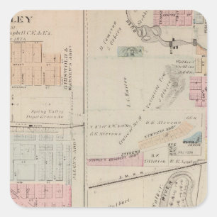 Adesivo Quadrado Mapa de Rushford, Condado de Fillmore, Minnesota
