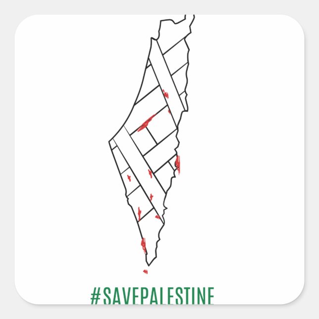 Adesivo Quadrado Mapa de sangramento da Palestina - Liberdade para  (Frente)