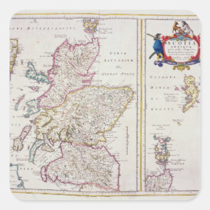 Adesivo Quadrado Mapa de Scotland, c.1700
