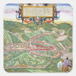 Adesivo Quadrado Mapa de Serravalle, 'de Civitates Orbis Terrarum