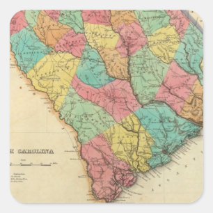 Adesivo Quadrado Mapa de South Carolina