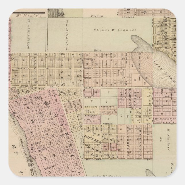 Adesivo Quadrado Mapa de Stillwater, Washington County, Minnesota (Frente)