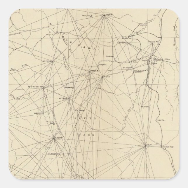 Adesivo Quadrado Mapa de Triangulação do Colorado (Frente)