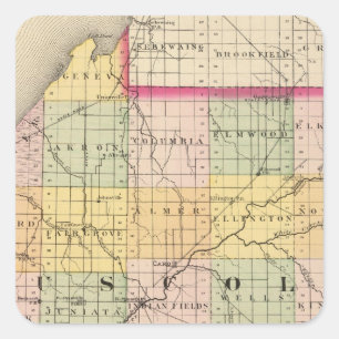 Adesivo Quadrado Mapa de Tuscola County, Michigan