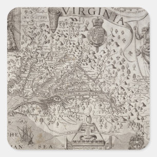 Adesivo Quadrado Mapa de Virgínia, descoberto e descrito por Capta