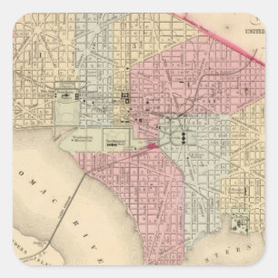 Adesivo Quadrado Mapa de Washington por Mitchell