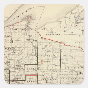Adesivo Quadrado Mapa de Wisconsin