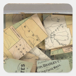 Adesivo Quadrado Mapa dissecado do esboço, os Estados Unidos da