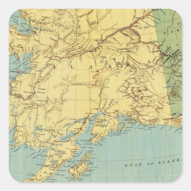Adesivo Quadrado Mapa do Alasca de Rand McNally (Frente)