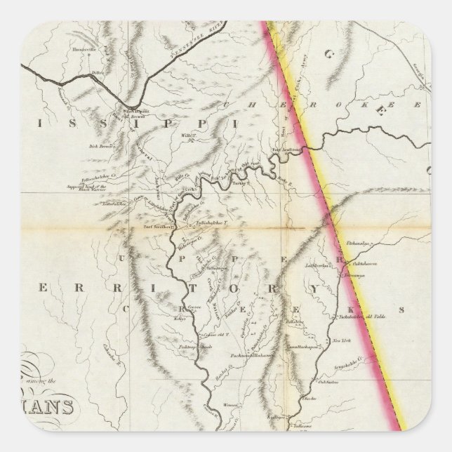 Adesivo Quadrado Mapa do assento da guerra entre os índios ribeirin (Frente)