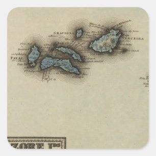 Adesivo Quadrado Mapa do atlas das ilhas de Azore
