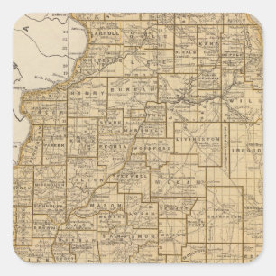 Adesivo Quadrado Mapa do atlas de Illinois