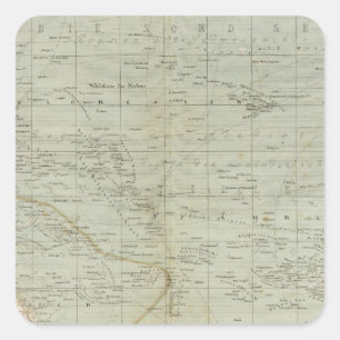 Adesivo Quadrado Mapa do atlas de Oceania
