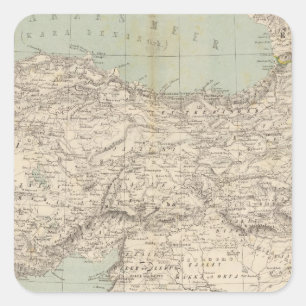 Adesivo Quadrado Mapa do atlas de Turquia