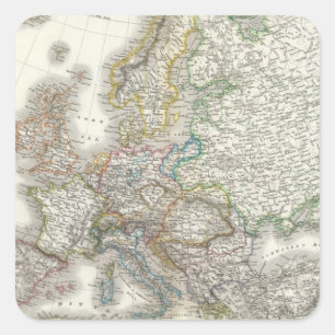 Adesivo Quadrado Mapa do atlas do Europa