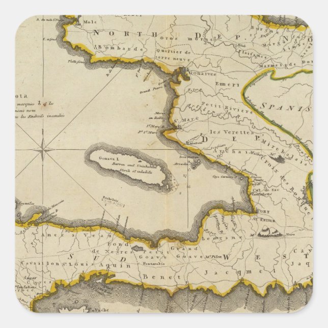 Adesivo Quadrado Mapa do Atlas do Haiti (Frente)