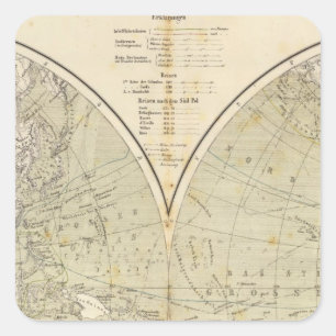 Adesivo Quadrado Mapa do atlas do hemisfério