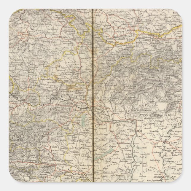 Adesivo Quadrado Mapa do Atlas na Áustria (Frente)