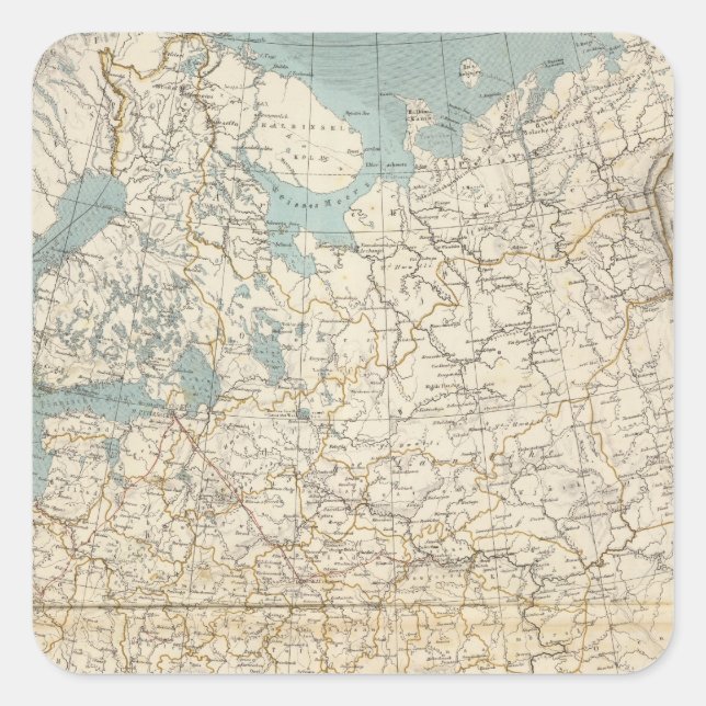 Adesivo Quadrado Mapa do Atlas Rússia e Polônia (Frente)