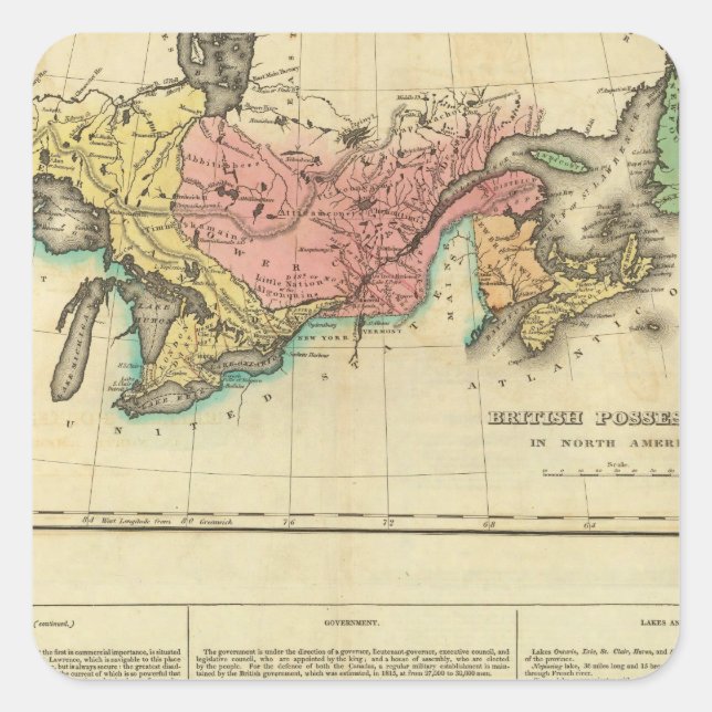 Adesivo Quadrado Mapa Do Canadá Superior E Inferior (Frente)