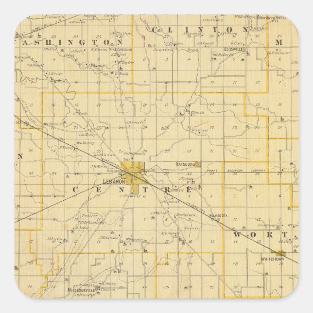 Adesivo Quadrado Mapa do Condado de Boone (Frente)
