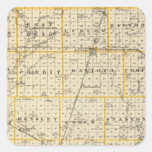 Adesivo Quadrado Mapa do Condado de Champaign
