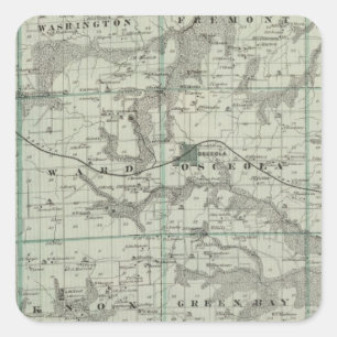 Adesivo Quadrado Mapa do Condado de Clarke, Estado de Iowa