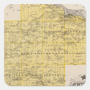 Adesivo Quadrado Mapa do condado de Goodhue, Minnesota