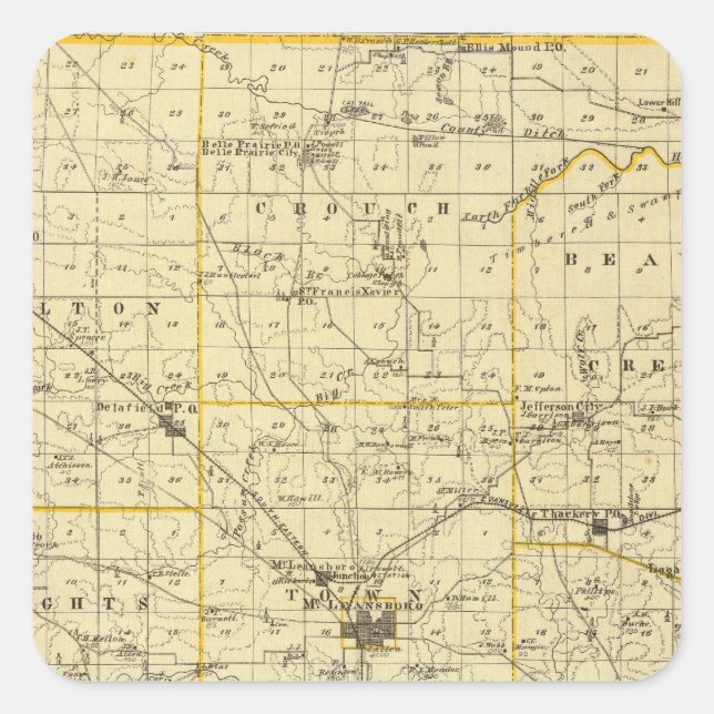 Adesivo Quadrado Mapa do Condado de Hamilton (Frente)