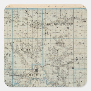 Adesivo Quadrado Mapa do Condado de Keokuk, Estado de Iowa