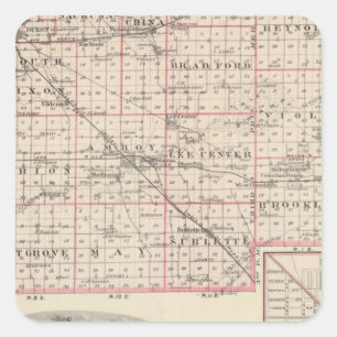 Adesivo Quadrado Mapa do Condado de Lee e da Amboy