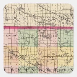 Adesivo Quadrado Mapa do Condado de Livingston, Michigan